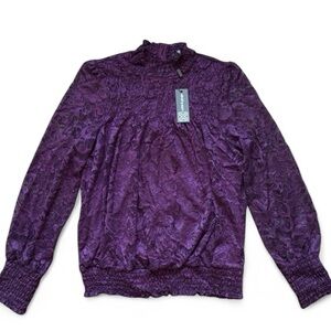Cable & Gauge Elegant Purple Lace Women's Top
